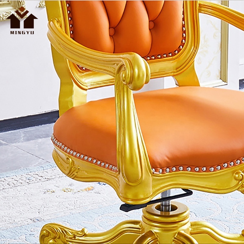 Arab Style Antique Swivel Chair Tufted Royal Office Chair Empire Shinny Gold Luxury Style Living Room Chair