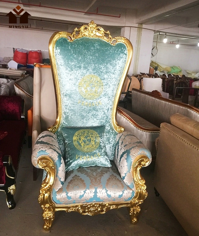 Aesthetically Imperial Exclusive American Antique Chair Gold Color Hand-Carved Chair Sitting Room Chairs