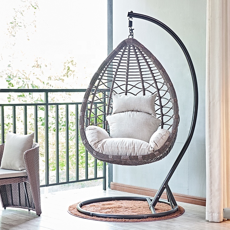 Leisure Outdoor and Indoor Rattan Swing Chairs Single Patio Hanging Chair