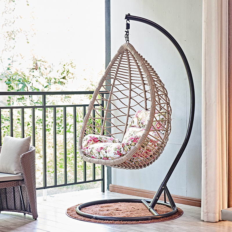 Leisure Outdoor and Indoor Rattan Swing Chairs Single Patio Hanging Chair