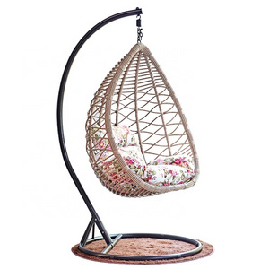 Leisure Outdoor and Indoor Rattan Swing Chairs Single Patio Hanging Chair