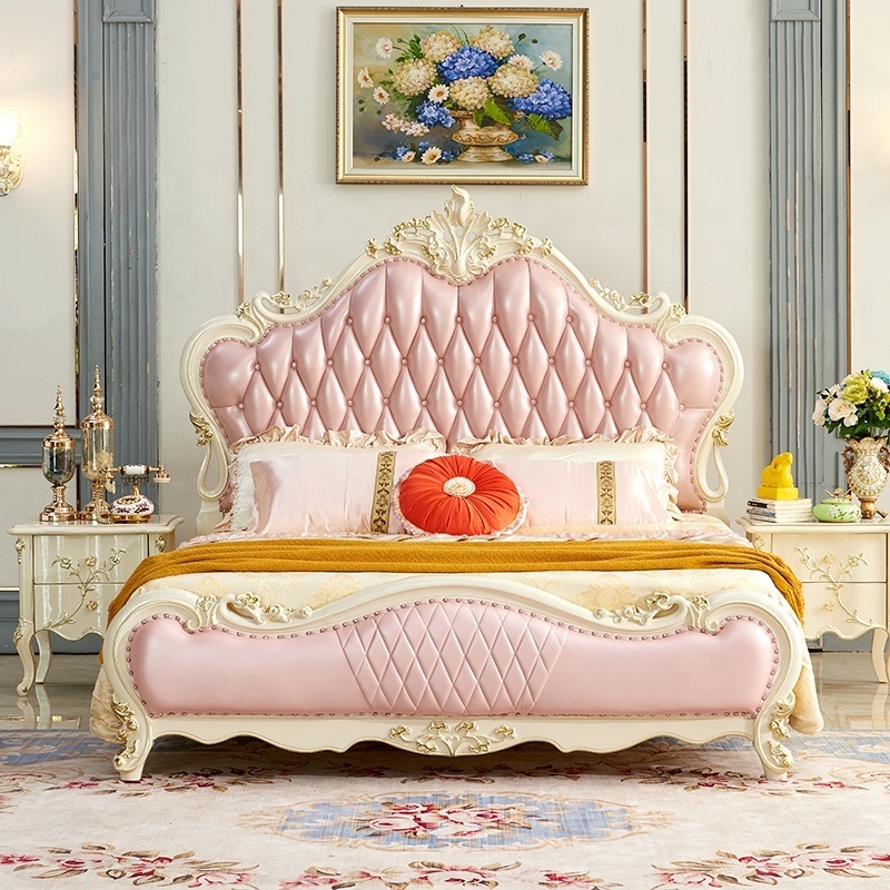 Baroque Adults Double Bed Awesome Pink Princess Bed Hot Sale Bedroom Antique Bed