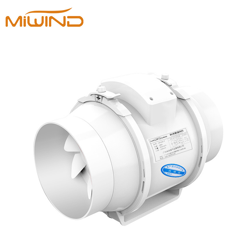 Customized Logo Silence Mixed Flow Centrifugal Inline Duct Fan For Bathroom With Temperature Humidity Controller