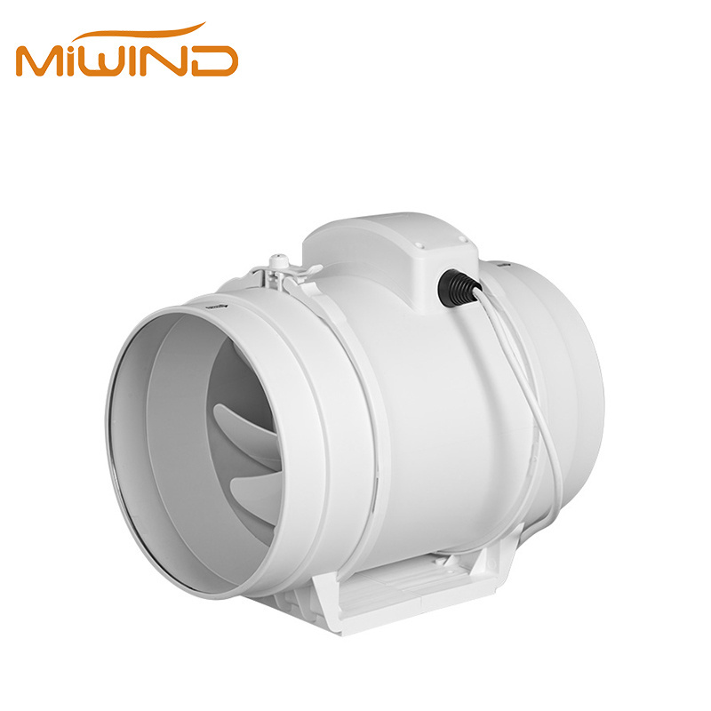 Customized Logo Silence Mixed Flow Centrifugal Inline Duct Fan For Bathroom With Temperature Humidity Controller