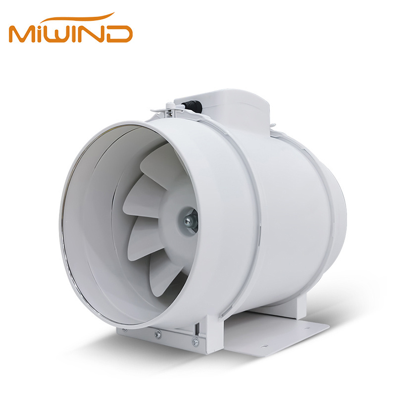 Customized Logo Silence Mixed Flow Centrifugal Inline Duct Fan For Bathroom With Temperature Humidity Controller