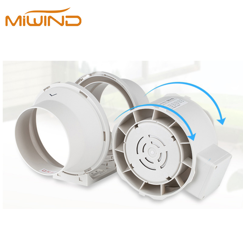 Customized Logo Silence Mixed Flow Centrifugal Inline Duct Fan For Bathroom With Temperature Humidity Controller