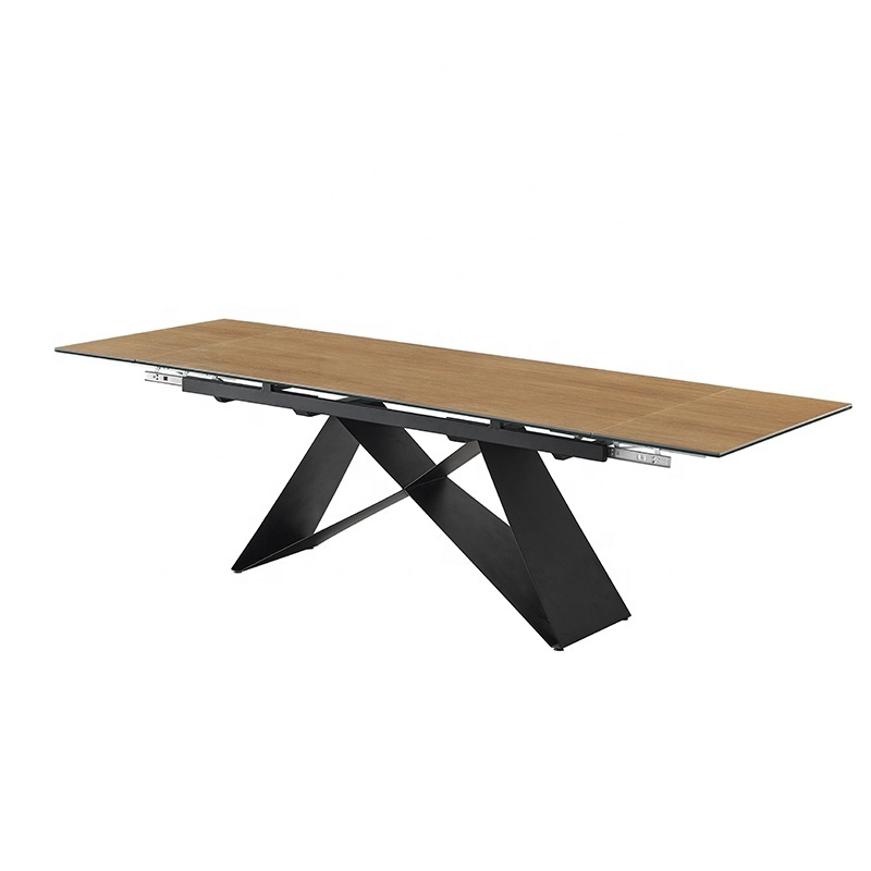 Wood grain dining table ceramic countertop and legs Modern casual coffee table used in the home and kitchen