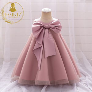 FSMKTZ Big Bow Fancy Dress for Baby Girls Summer Flower Girls Dress Lovely Kids Birthday Party Frocks 3 Years Children Clothing