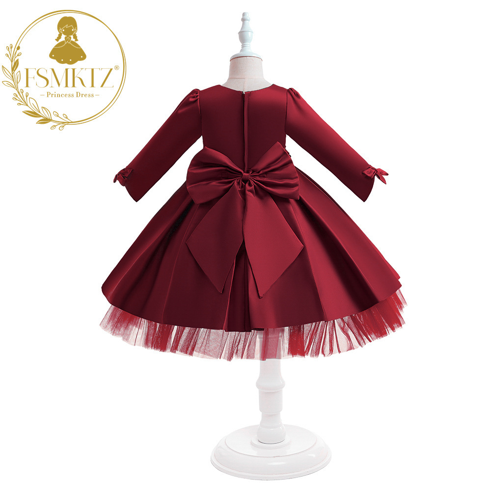 FSMKTZ Fancy Kids Frock Collection Toddler Girls 4-7 years Party Dress Red Green Formal Party Dress for Kids