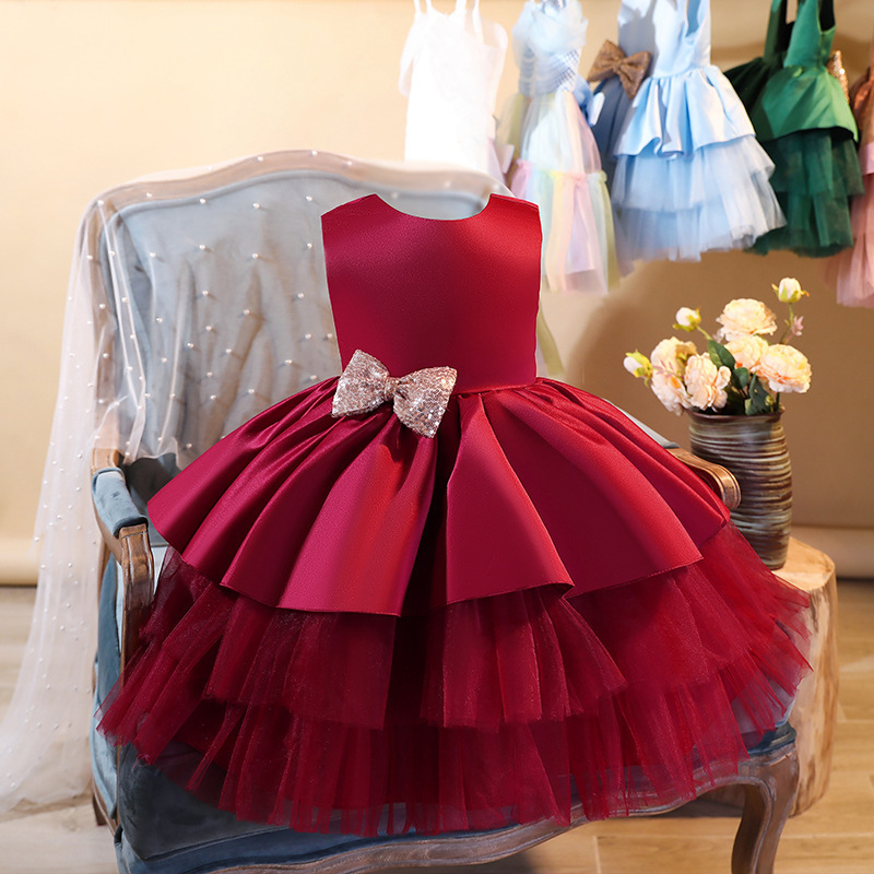 FSMKTZ 2023 Hot Selling New Baby Princess Party Dress Baby Girls Bow Tutu Dresses