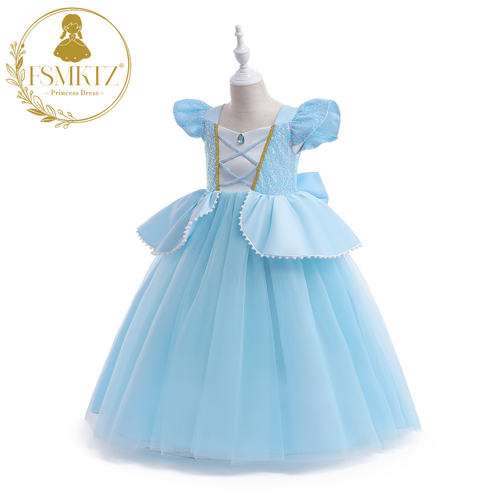 FSMKTZ halloween costume kids elsa princess dress for girls new snow queen elsa anna girl dress