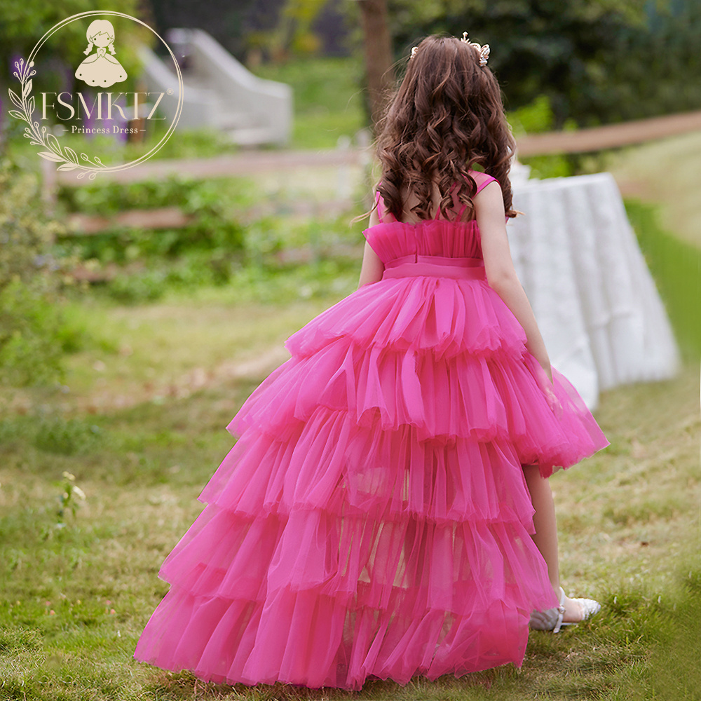 FSMKTZ girls long trailing party dress baby frock design party wear princess dress for girls kids girl gown T5353