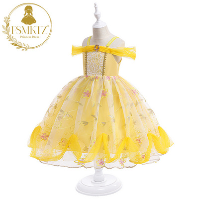 Little Girls Dress Up Princess Fairy Fancy Outfit Birthday Cosplay Carnival Yellow Kids Dance Costume