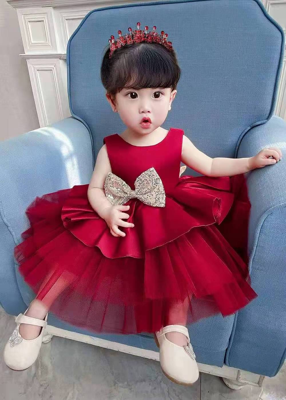 Kids Tulle Party Princess Dress Up Summer One Year Baby Girl Dresses For 1St Birthday