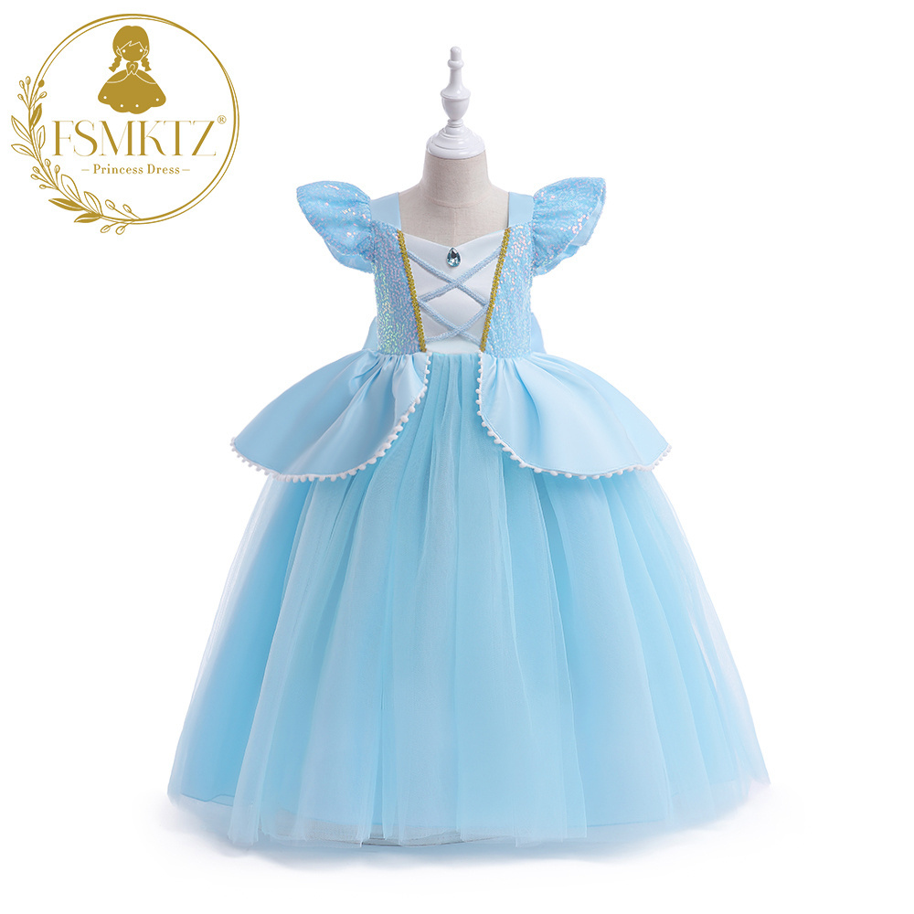 FSMKTZ halloween costume kids elsa princess dress for girls new snow queen elsa anna girl dress