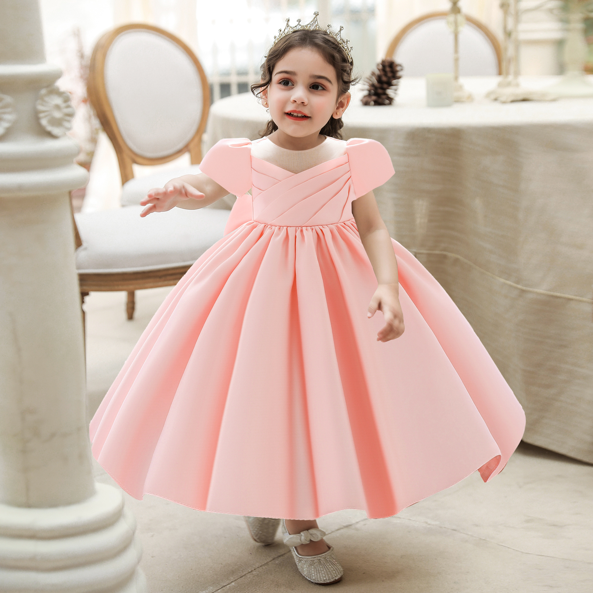 FSMKTZ Baby Party Wear Infant Christening Gowns Children's Princess Dresses for Girls Toddler Evening Dress