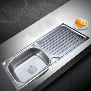 2024 new products standing kitchen sink 96*43 stainless steel kitchen sink with side drainboard