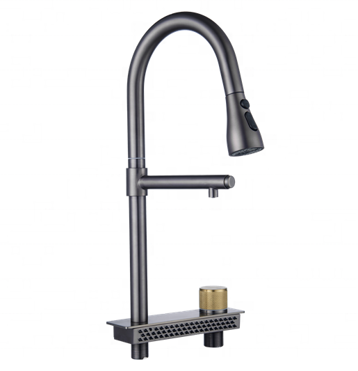 New Black Gun-Metal Nano Handmade Rain Dance Sink Anti-Scratch Undermount Waterfall Faucet