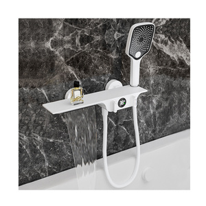 Contemporary White High Quality Multifunction Digital Display Exposed Shower Set Bathroom Modern Shower Faucets