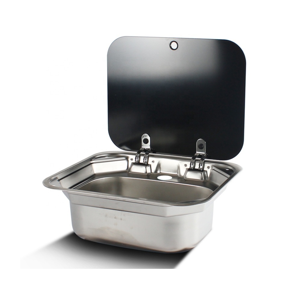 Portable Stainless Steel rvs Camper Motorhome Trailer Caravan Camper Van Kitchen Sink corner kitchen sink with Tempered Glass