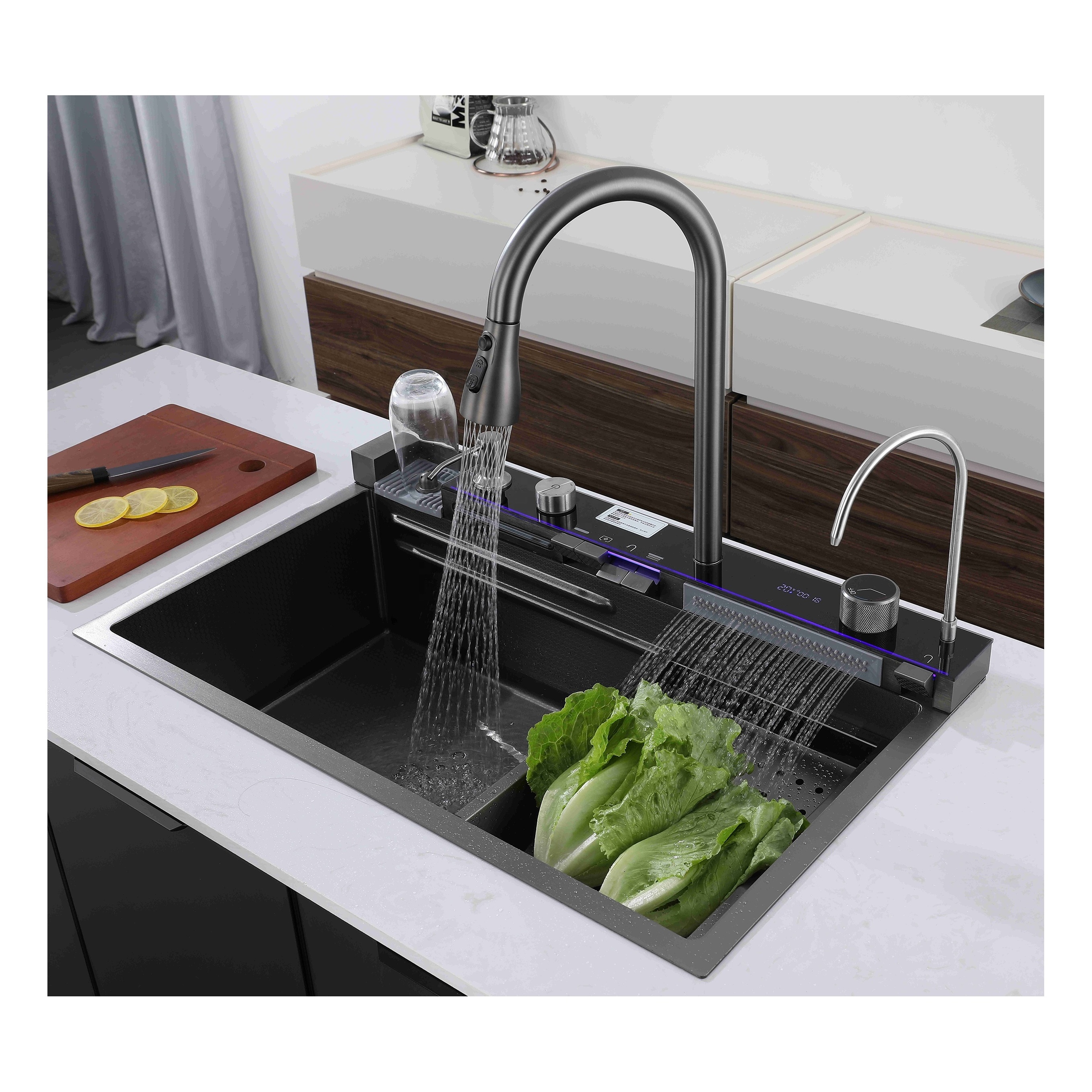 Motai Manufacturer Direct Sales Pull down Modern Spray Faucet Digital display Waterfall Rainfall Kitchen Bathroom Basin Faucet