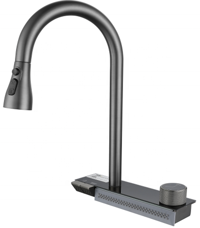 Motai Brass Black/Gun metal Pull Down topmount style Kitchen Sink Faucets three functions shower waterfall Faucet kitchen