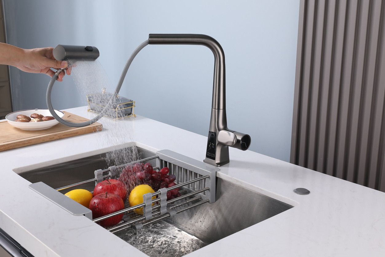 Motai sink faucet pull down  mixer tap kitchen faucets Multifunction mixer temperature display waterfall faucet for kitchen sink