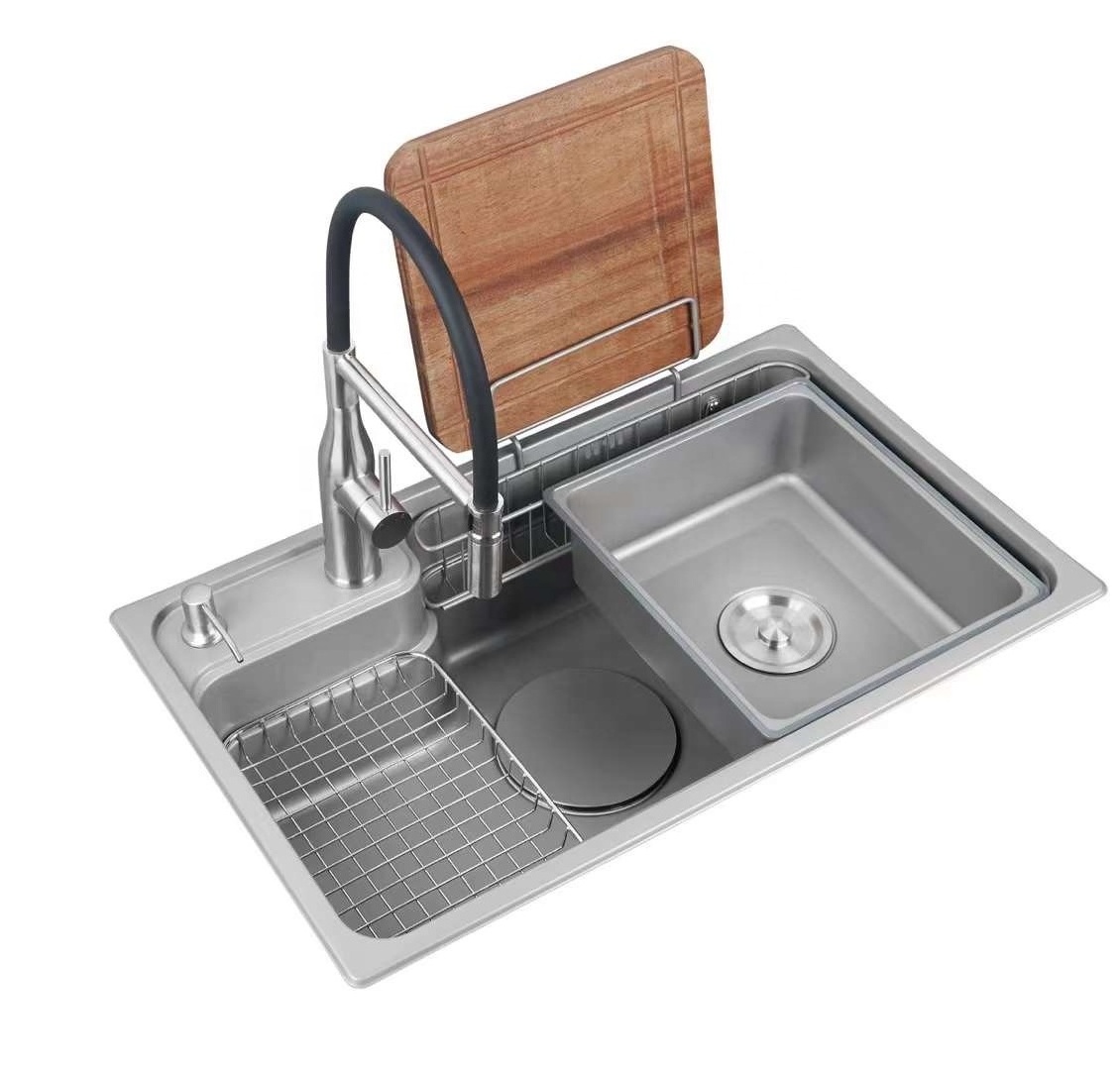 Motai Best Seller SUS304 Small Corner Kitchen Sink Restaurant Sets Wash Basin Stainless Steel with Basket Kitchen Accessories