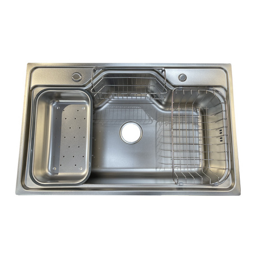 Metal Glass Rinser Large Single Slot Wash Basin With Kitchen Stainless Steel Topmount Sink