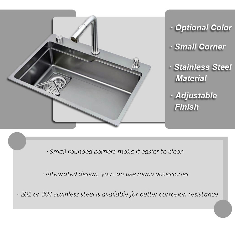 Mouhoti Modern Luxury Stainless Steel Kitchen Sink New Design Corner Kitchen Sink Functional Hand Made Kitchen Sink