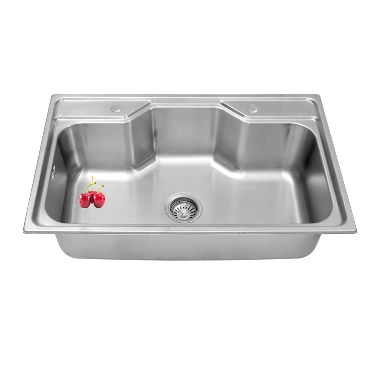 Metal Glass Rinser Large Single Slot Wash Basin With Kitchen Stainless Steel Topmount Sink