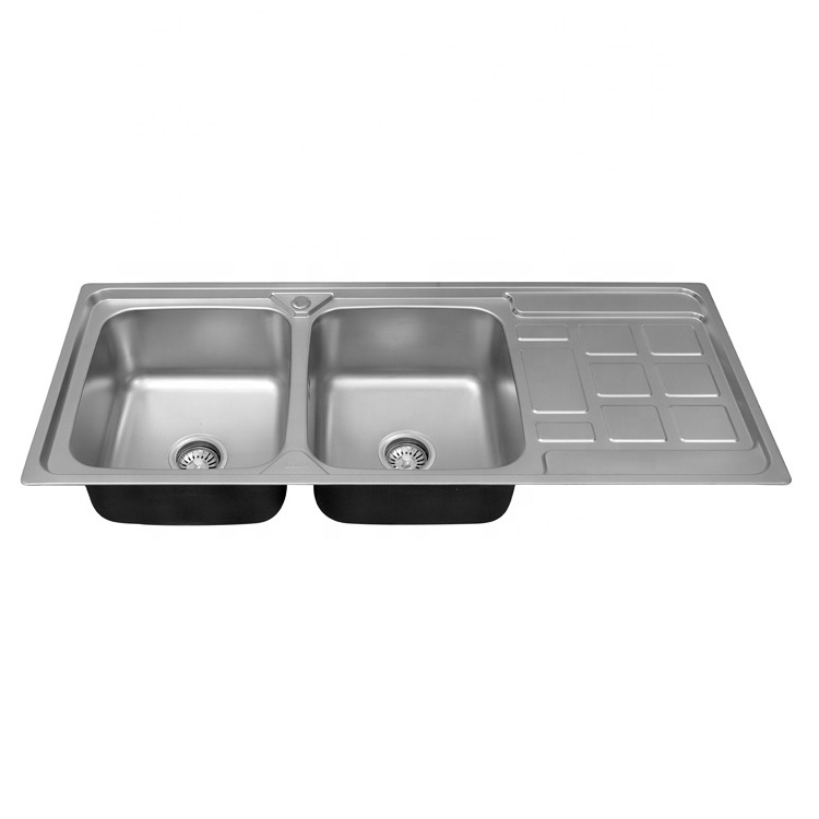 Motai commercial 120x50 Undermount stainless steel sink round kitchen sink double bowl kitchen sink with drain board