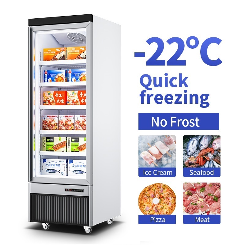 MUXUE vertical freezer commercial freezer single door upright freezer with glass doors for ice cream frozen food display