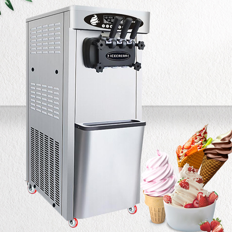 MUXUE  3 flavours vertical ice cream maker Commercial Cone Softy Ice cream Frozen Yogurt Soft Serve Making Machine 20L/H