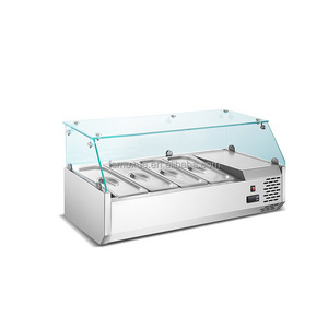 MUXUE buffet salade refrigerator Refrigerated Display Counter Top Salad Bar Cooler MX-VRX395-1200