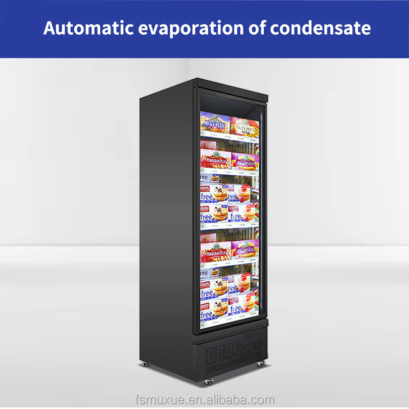 MUXUE vertical ice cream display freezer Upright Single door glass door display freezer for supermarket Commercial Refrigerator