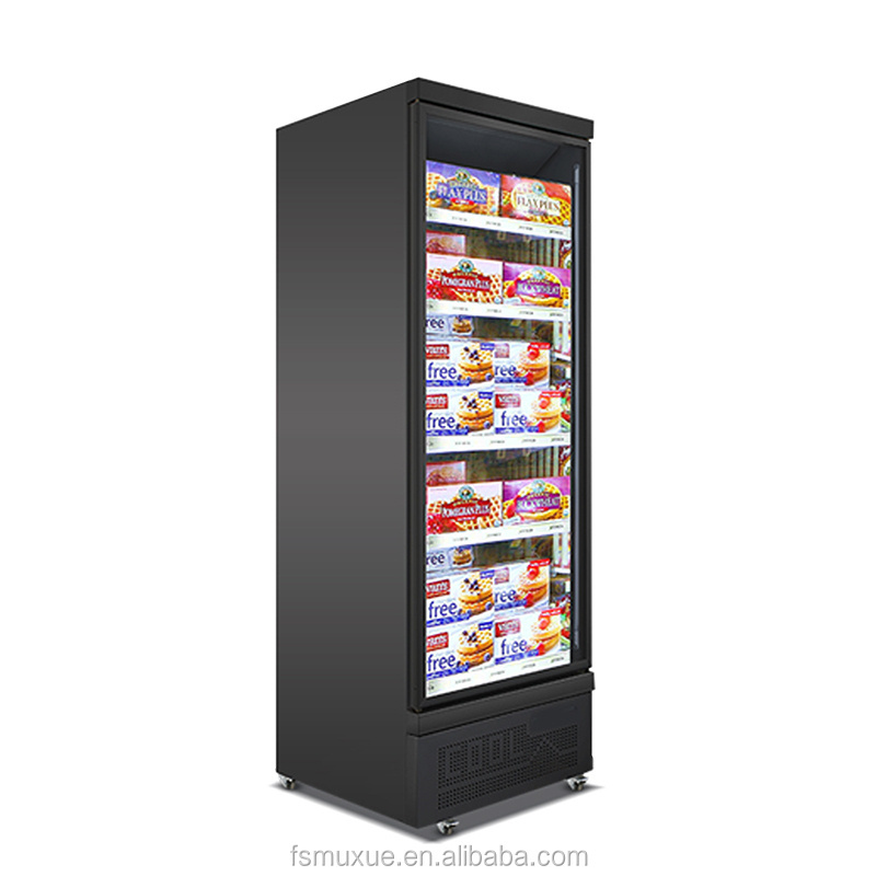 MUXUE vertical ice cream display freezer Upright Single door glass door display freezer for supermarket Commercial Refrigerator