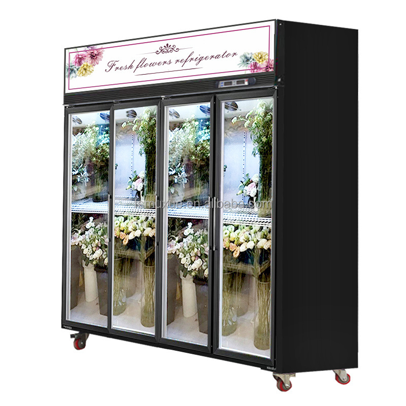 MUXUE 4 Glass Doors Flower display cooler Fresh Keeping refrigeration Flower  Display Cabinet Cooler MX-XHG2500F