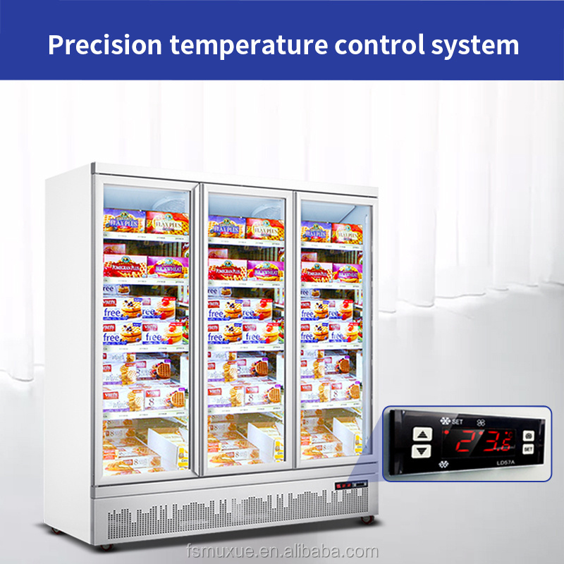 MUXUE Three glass doors vertical freezer display freezer for supermarket Commercial Refrigerator-white MX-XGG1880F-B