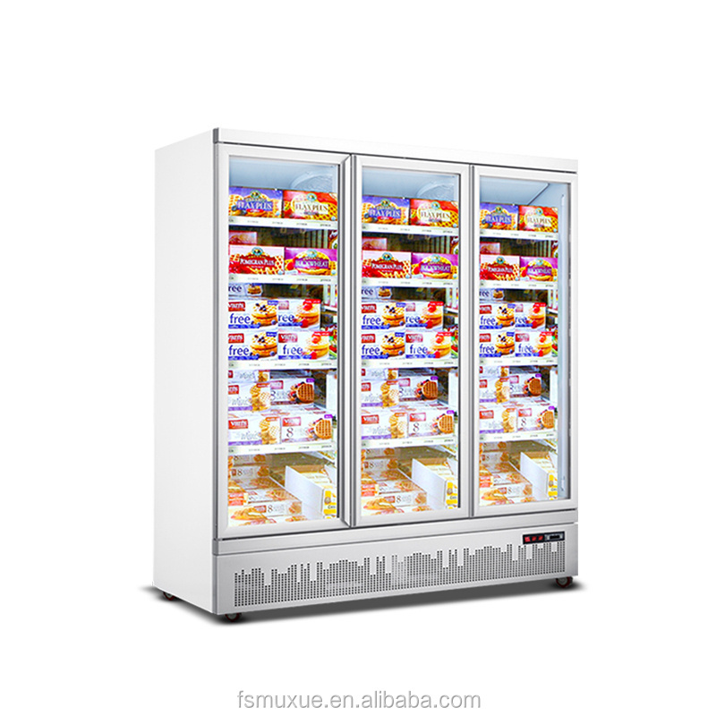 MUXUE Three glass doors vertical freezer display freezer for supermarket Commercial Refrigerator-white MX-XGG1880F-B