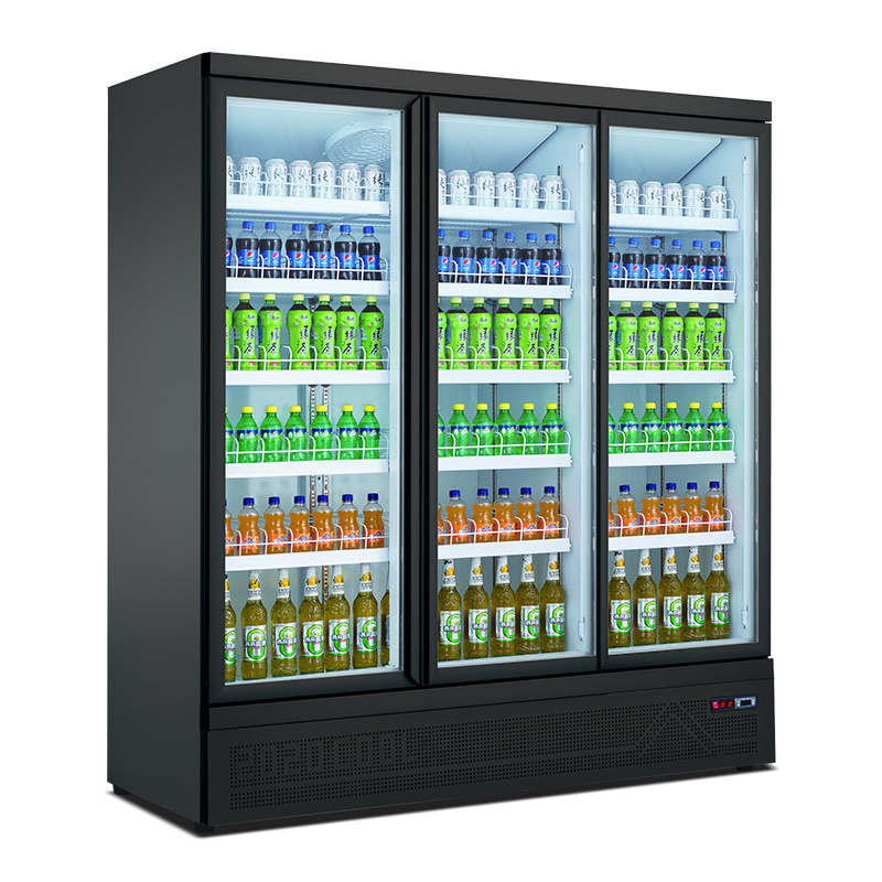 MUXUE Three Glass Doors Display Refrigerator Commercial refrigerator pepsi refrigerator -Black MX-YLG1880F-B