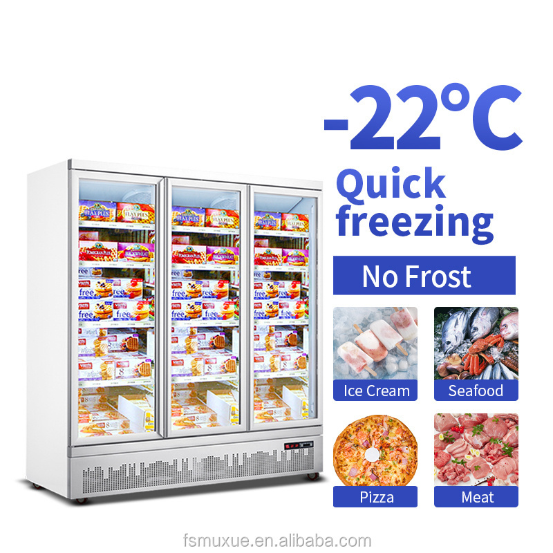 MUXUE Three glass doors vertical freezer display freezer for supermarket Commercial Refrigerator-white MX-XGG1880F-B