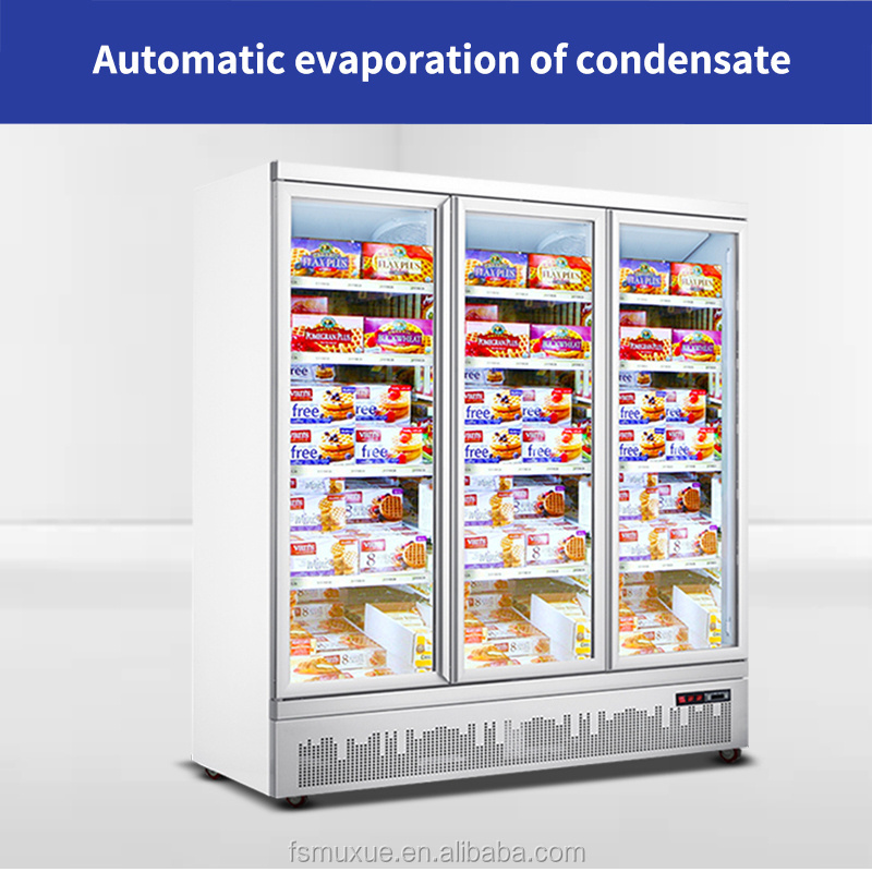 MUXUE Three glass doors vertical freezer display freezer for supermarket Commercial Refrigerator-white MX-XGG1880F-B