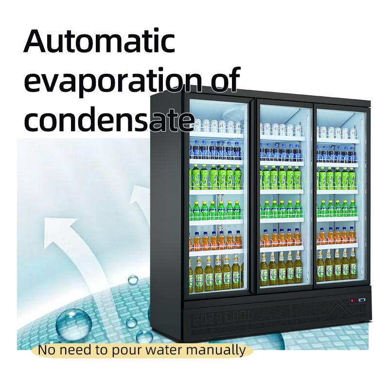 MUXUE Three Glass Doors Display Refrigerator Commercial refrigerator pepsi refrigerator -Black MX-YLG1880F-B