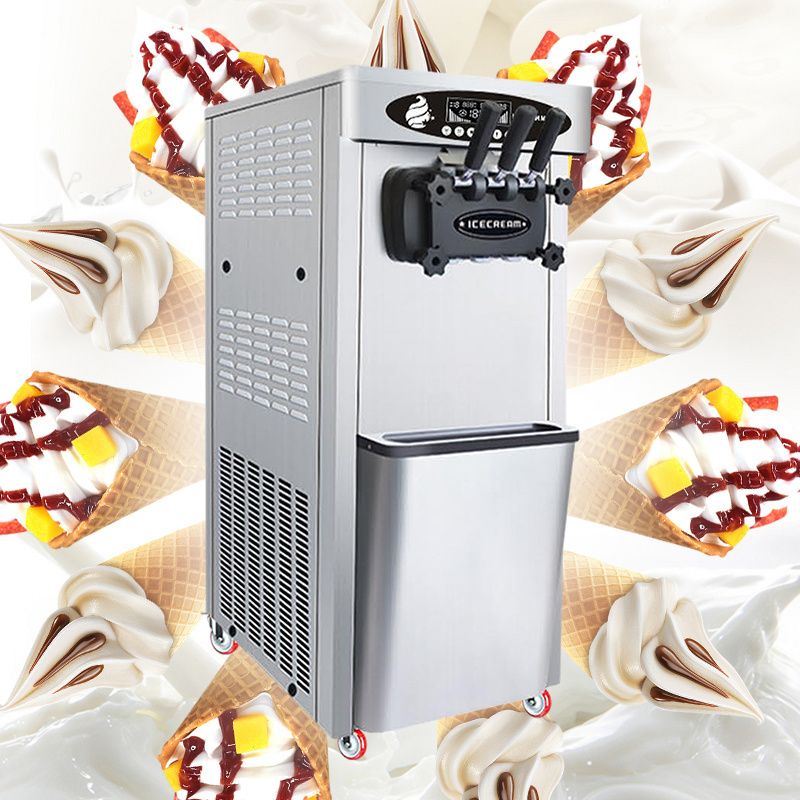 MUXUE  3 flavours vertical ice cream maker Commercial Cone Softy Ice cream Frozen Yogurt Soft Serve Making Machine 20L/H