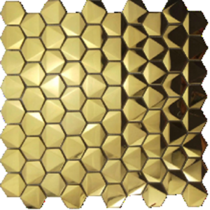 Decorative Luxury Style  3D Hexagonal  Mosaic Mirror Tile  Stainless Steel For kitchen Bathroom Bar Wall