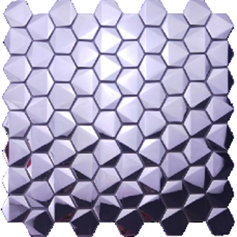 Decorative Luxury Style  3D Hexagonal  Mosaic Mirror Tile  Stainless Steel For kitchen Bathroom Bar Wall