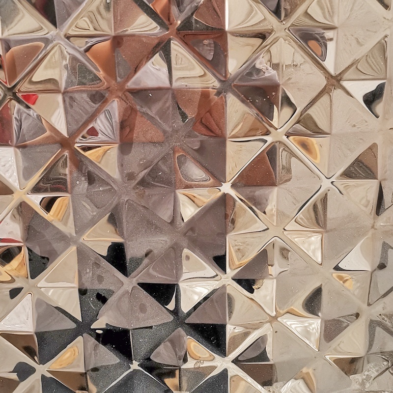 foshan factory custom 3D mirror foil pattern stainless steel mosaic for wall bathroom kitchen backsplash in live room