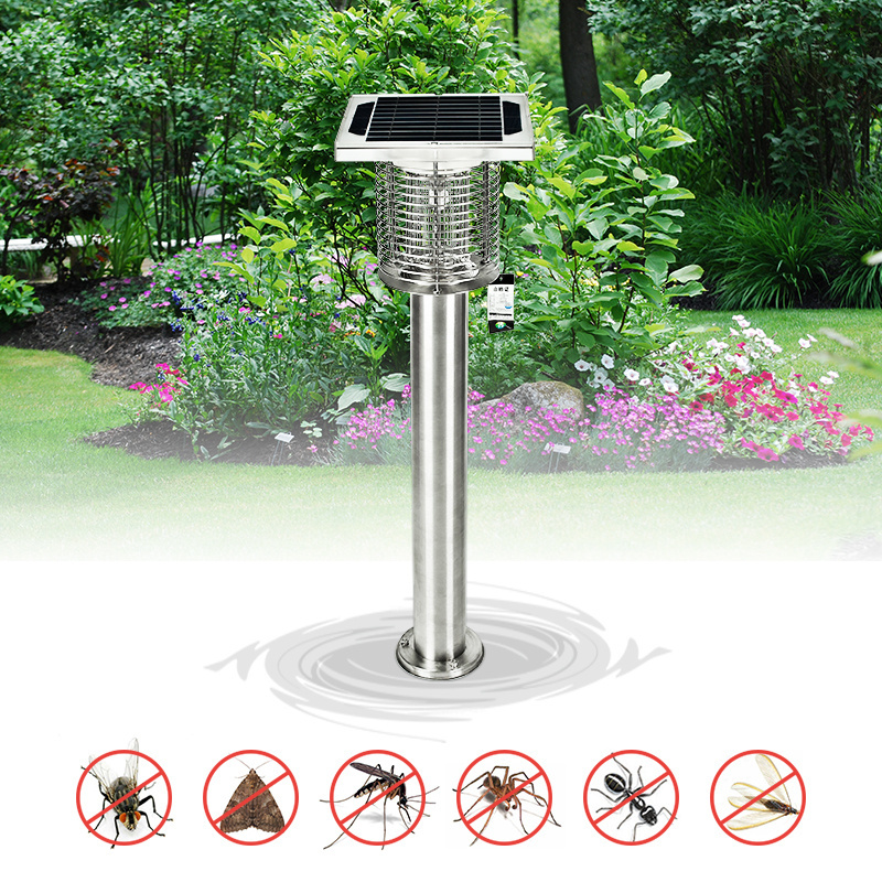 MK Solar panel Powered UV LED Electronic Waterproof insect  /fly /Mosquito Killer Trap Lamp