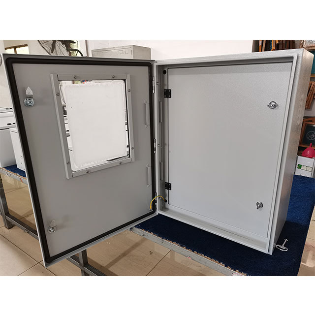 double door design wall mount enclosure outdoor control panel box sheet steel electrical box with inner door